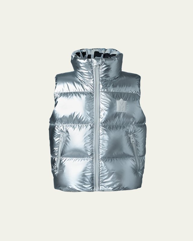 Kid's Charlee Metallic Puffer Vest, Size 8-14
